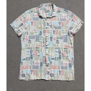 Coconut Connection Shirt Mens‎ Medium Hawaiian Tiki Print Button Up Viscose